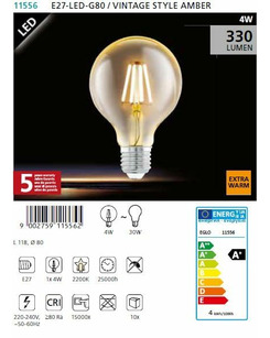 Лампа Едісона EGLO E27-LED-G80  опис