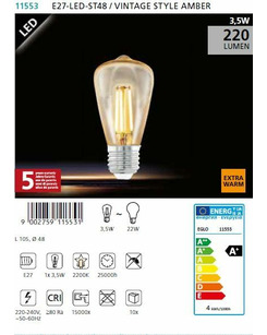Лампа Едісона EGLO E27-LED-ST48  опис