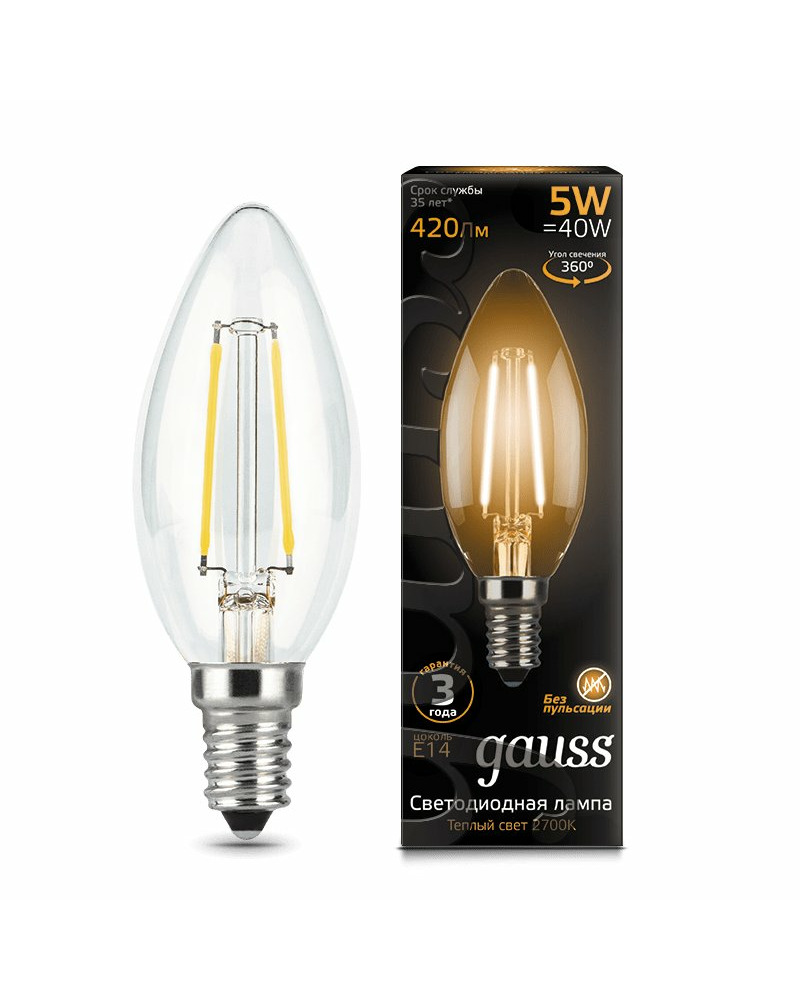 Лампочка Gauss 103801105 C37 E14 5 Вт 2700K цена