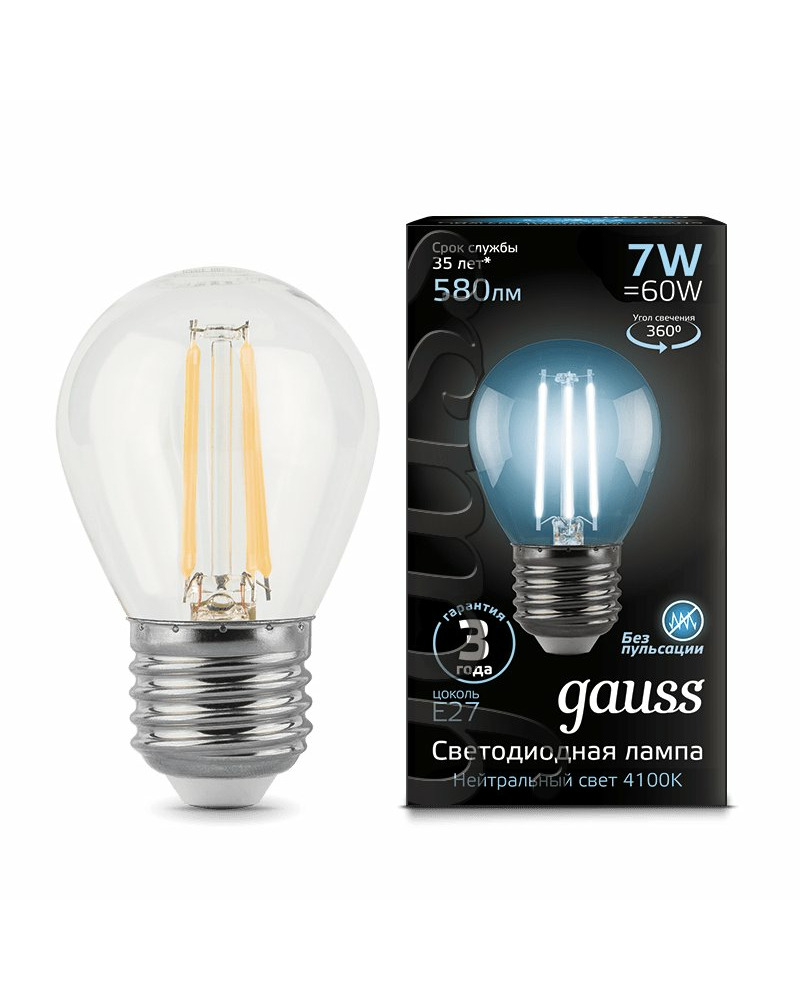 Лампочка Gauss 105802207 P45 E27 7 Вт 4100K цена