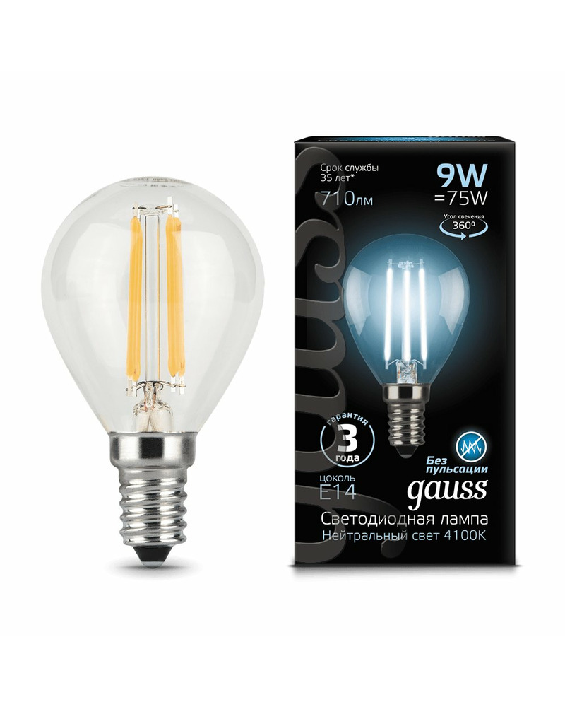 Лампочка Gauss 105801209 P45 E14 9 Вт 4100K цена