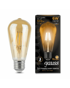Лампочка Gauss 102802006 ST64 E27 6 Вт 2400K цена