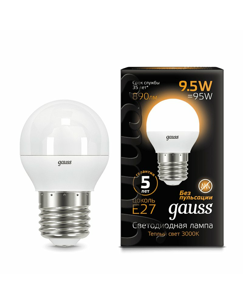 Лампочка Gauss 105102110 P45 E27 9.5 Вт 3000K цена