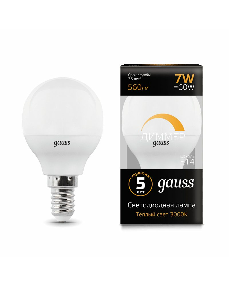 Лампочка Gauss 105101107-D P45 E14 7 Вт 3000K цена