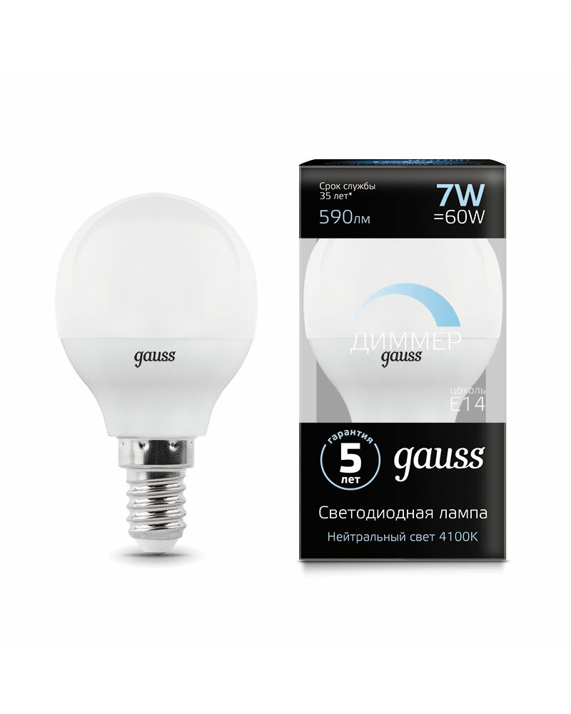 Лампочка Gauss 105101207-D P45 E14 7 Вт 4100K цена