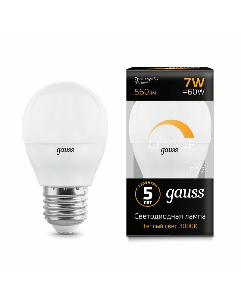 Лампочка Gauss 105102107-D P45 E27 7 Вт 3000K цена