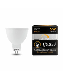 Лампочка Gauss 101505105-D MR16 GU5.3 5 Вт 3000K ціна