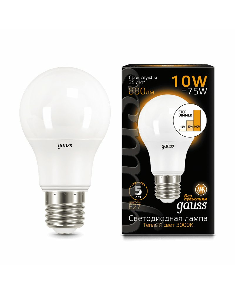 Лампочка Gauss 102502110-S A60 E27 10 Вт 3000K цена