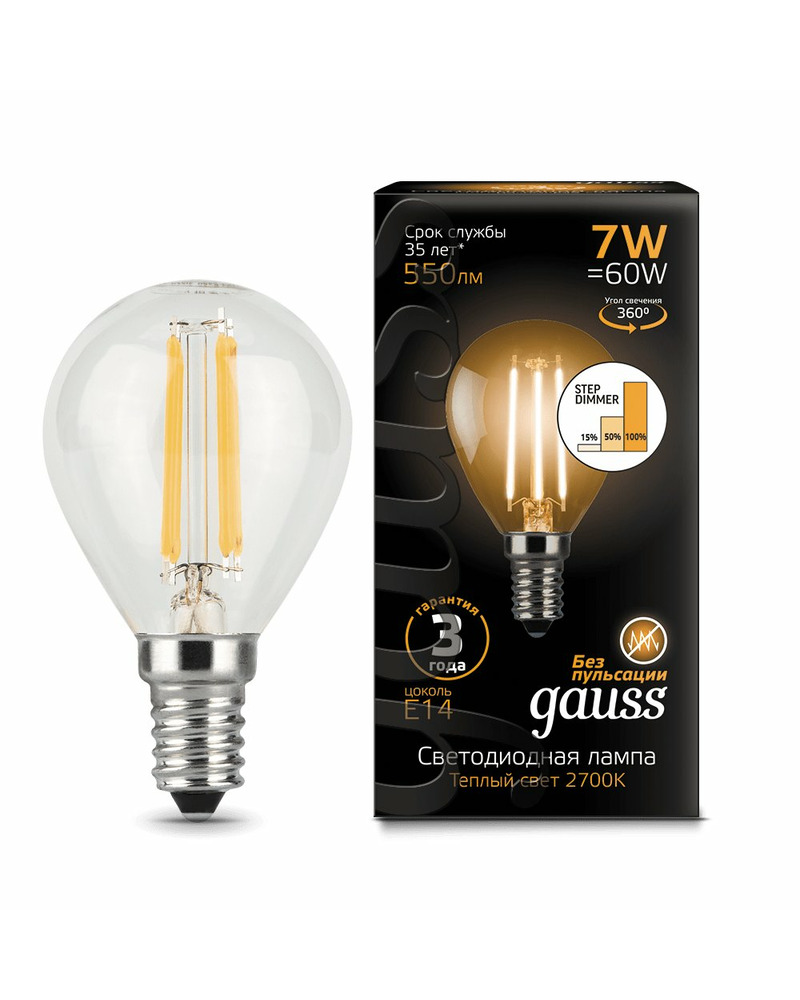 Лампочка Gauss 105801107-S P45 E14 7 Вт 2700K цена
