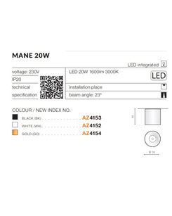 Точечный светильник AZzardo AZ4153 Mane 20w Bk  отзывы