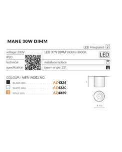 Точечный светильник AZzardo AZ4328 Mane 30w Dimm Bk  отзывы