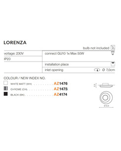 Точечный светильник AZzardo AZ4174 Lorenza Bk  отзывы