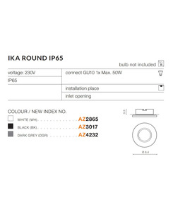 Точечный светильник AZzardo AZ4232 Ika Round Ip65 Dgr  отзывы