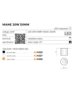 Точечный светильник AZzardo AZ4325 Mane 20w Dimm Bk  купить
