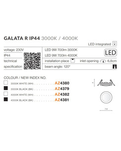 Точечный светильник AZzardo AZ4382 Galata R 4000k Wh  купить