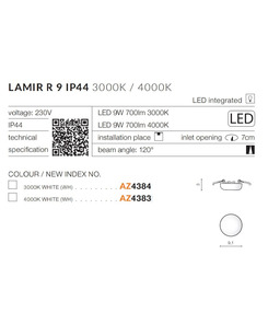 Точечный светильник AZzardo AZ4383 Lamir R 9 4000k  описание