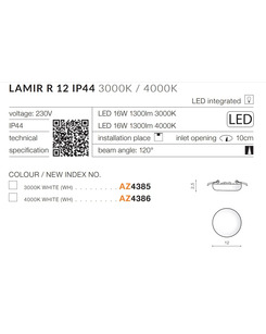 Точковий світильник AZzardo AZ4386 Lamir R 12 4000k  опис