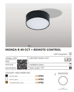 Стельовий світильник AZzardo AZ4764 Monza Led R40 Ctt  опис