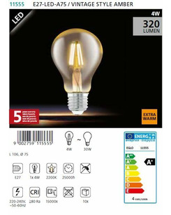 Лампа Эдисона EGLO E27-LED-A75  описание