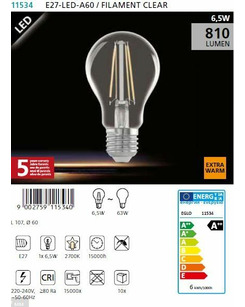Лампа Эдисона EGLO LED 6,5W E27 2700K  описание