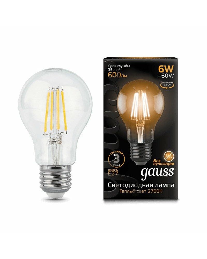 Лампочка Gauss 102802106 A60 E27 6 Вт 2700K цена