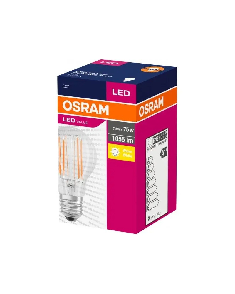 Світлодіодна лампа OSRAM 4058075288669 LED Value Filament A75 7.5W 1055Lm 2700K E27 ціна
