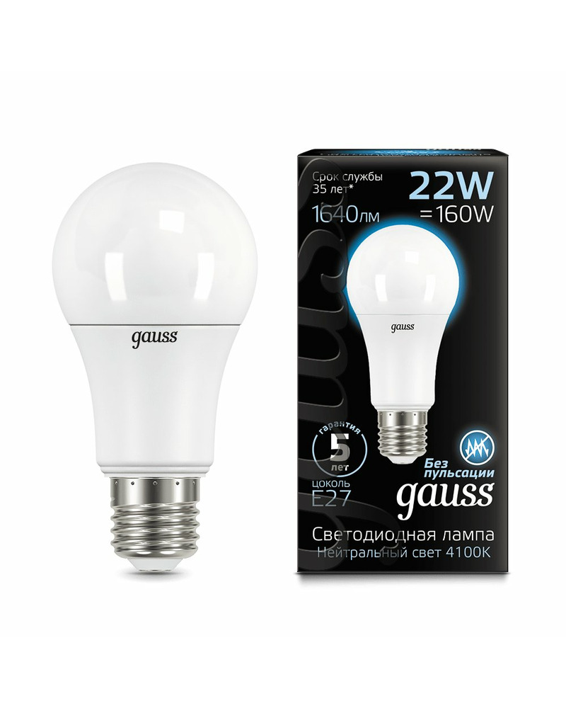 Лампочка Gauss 102502222 A70 E27 22 Вт 4100K цена