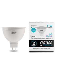 Лампочка Gauss 13521 MR16 GU5.3 11W 850Lm 4100K Elementary цена