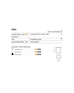 Точковий світильник Azzardo AZ2558 Aro GU10 1x40W IP20  опис