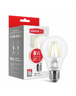 Лампа Maxus 1-LED-565 (filam) А60 E27 8W 3000K 800Lm IP20 цена