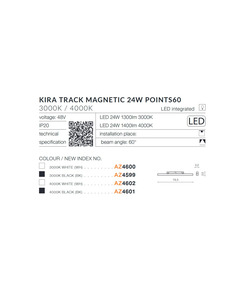 Магнитный светильник AZzardo AZ4599 Kira Track Magnetic 24w Points60 3000k Bk  отзывы