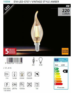 Лампа Едісона EGLO E14-LED-CF37  опис