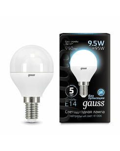 Лампочка Gauss 105101210 P45 E14 9.5 Вт 4100K цена