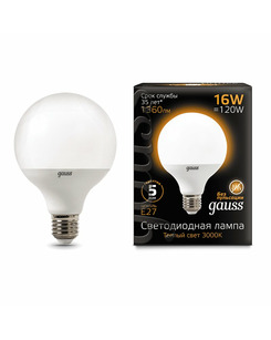 Лампочка Gauss 105102116 G95 E27 16 Вт 3000K цена