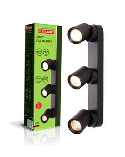 Спот Eurolamp LH3-LED-GU10(black)new LH3 GU10 3x30W IP20 Bk ціна