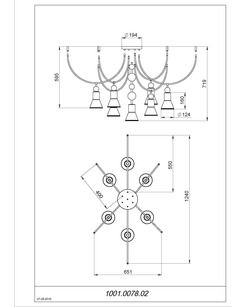 Люстра Pikart 12894-6 E27 7x60W IP20 Gold  опис