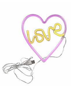 Светильник Goldlux 327154 Neon Love Heart Led 1x3W USB 5V DC 1A IP20 Wh цена