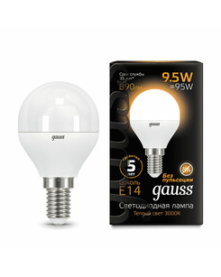Лампочка Gauss 105101110 P45 E14 9.5 Вт 3000K ціна