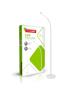 Торшер Eurolamp LED-FLD1-7W(white) N1 Dimmable Led 1x7W 5000K 360Lm IP20 Білий ціна