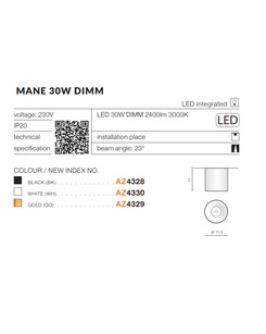 Точковий світильник AZzardo AZ4328 Mane 30w Dimm Bk  відгуки
