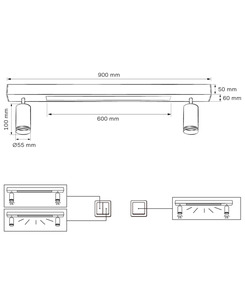 Стельовий світильник Goldlux 327383 Paris GU10+Led 3x10+24W 4000K 1800Lm IP20 Чорний