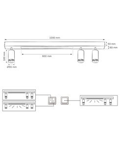 Потолочный светильник Goldlux 327390 Paris GU10+Led 4x10+24W 4000K 1800Lm IP20 Черный