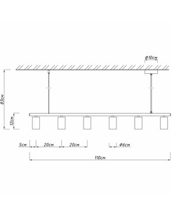 Люстра подвесная над столом, барной стойкой Imperium Light 7496110.05.05 Dovbush GU10 6x65W IP20 Черная  купить