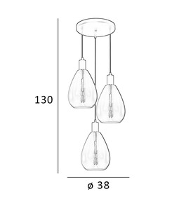 Люстра Italux PND-27812-3A-BK-SG Zulo E27 1x40W IP20  характеристики